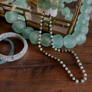 Burmese Jadeite Jade Bead Necklace 22” Handmade